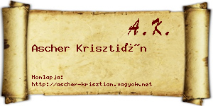 Ascher Krisztián névjegykártya